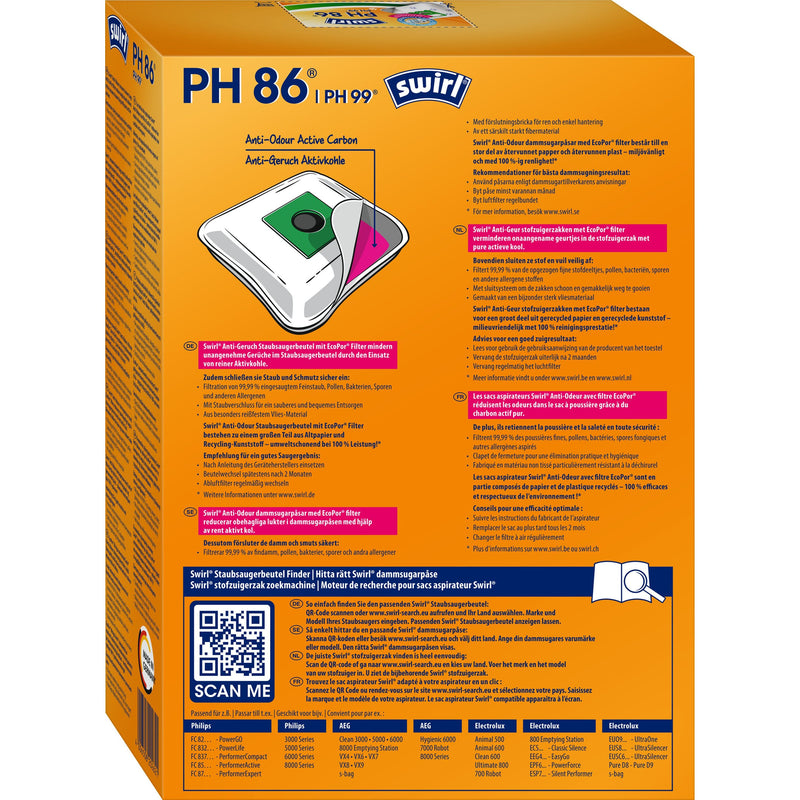 Swirl - Zubehör/Ersatzteile für Bodenpflege Staubbeutel PH 86 Anti-Odour VE4 für Philips