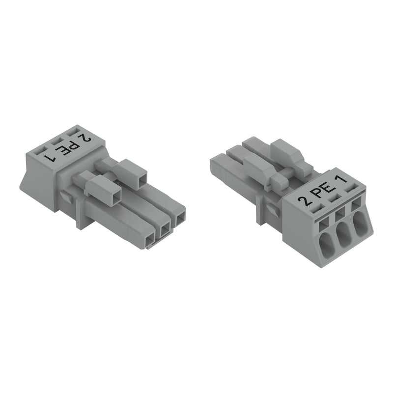 WAGO - Steckverbinder für steckbare Gebäudeinstallation Buchse 3-polig 890-243/062-000 Kod. B,grau − 50 Stück