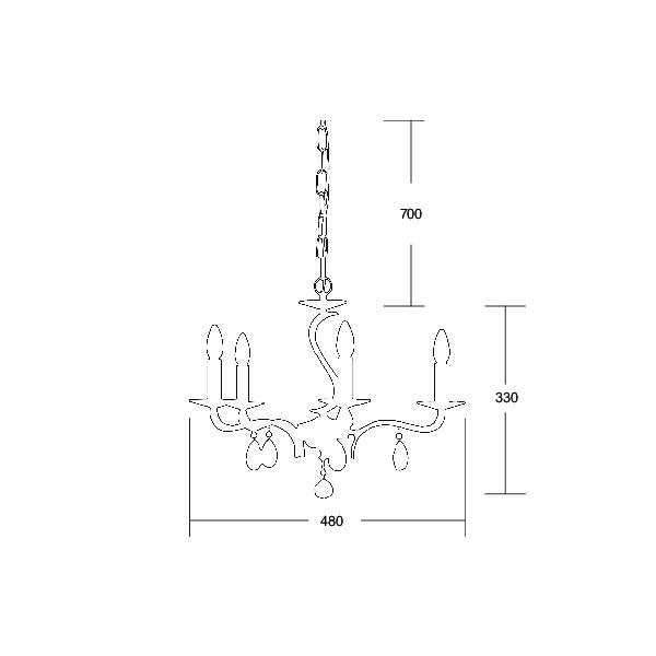 Brumberg Leuchten - Pendelleuchte Krone Chiara 00850624 5xE14/40W, chrom