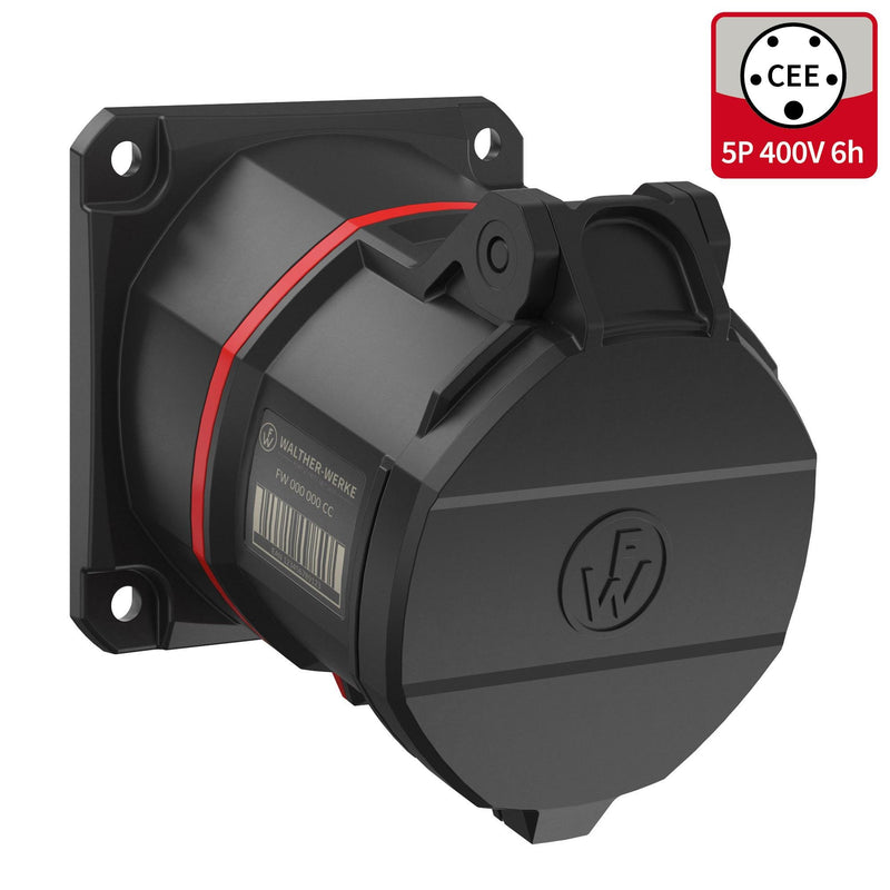 Walther Werke - CEE-Anbausteckdose (IEC 60309) CEE NEO Anbaudose schräg FW531506CC 32A 5P 6h IP54