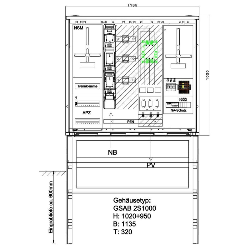 GSAB Elektrotechnik - Zähler-Komplettschrank Meß-Wandlerschrank 43.W250.AR01 Syna 250A