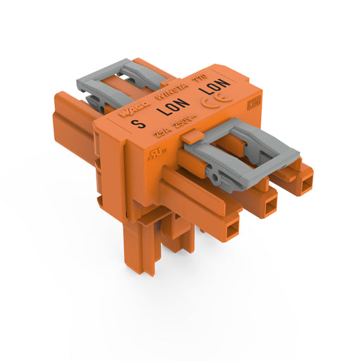 WAGO - Kompaktverteiler für steckbare Gebäudeinstallation T-Verteiler 3-polig 770-667 Kod. R,orange − 50 Stück