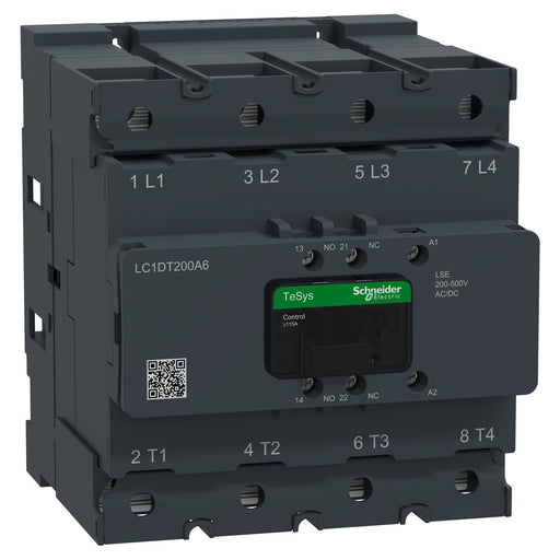 Schneider Electric - Leistungsschütz zum Schalten von Wechselstrom Schütz 4P 200A AC1 LC1DT200A6LSE 200-500V AC/DC 1S1Ö − 1 Stück