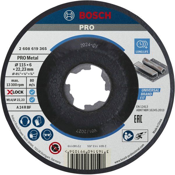 Bosch - Trenn-/Schleifscheibe PRO Metal X-Lock 2608619365 Schleifscheibe 115 x