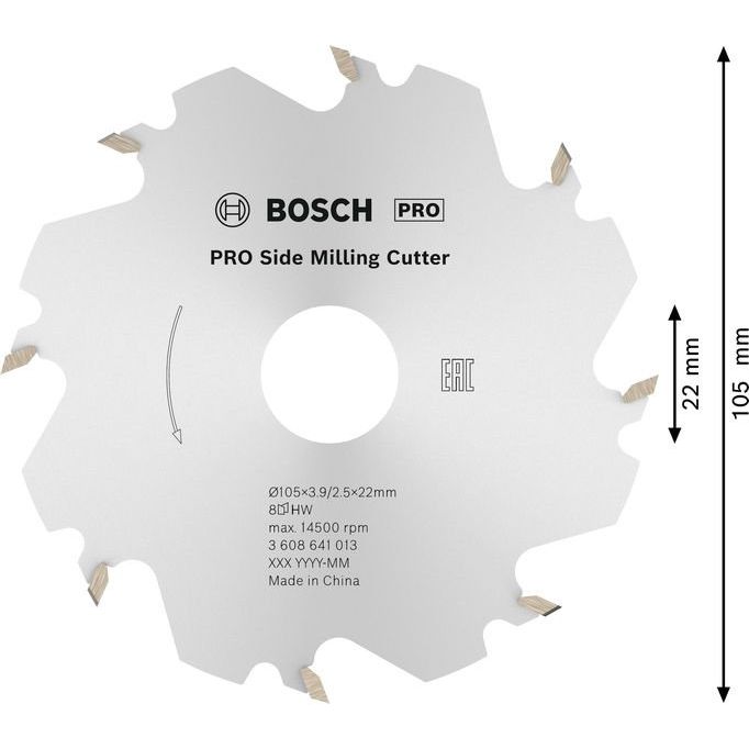 Bosch - Fräser PRO Scheibenfräser, 105 x 3608641013 22 x 4 mm, 8 Zähne
