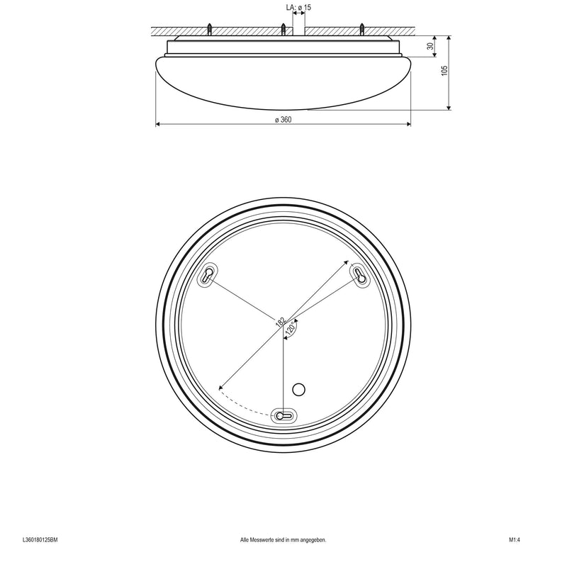 EVN Lichttechnik - Decken-/Wandleuchte LED-Anbauleuchte L360180125BM m. Bewegungsmelder