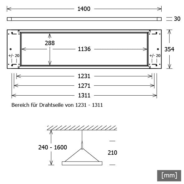 LTS Licht&Leuchten - Pendelleuchte LED-Pendelleuchte PIANOP1400830SENS si 3000K Sensor silber