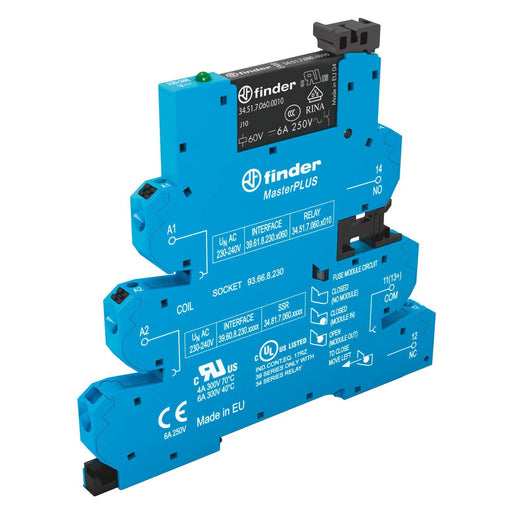 Finder - Schaltrelais Koppelrelais-MasterPlus 39.61.0.012.0060 1W, 6A − 10 Stück by Finder
