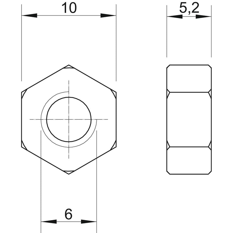 OBO Bettermann - Mutter Sechskantmutter HN M6 A2 − 100 Stück