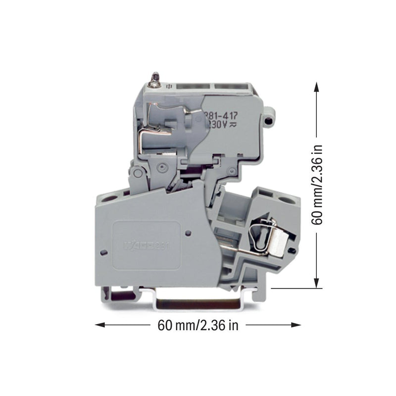 WAGO - Sicherungs-Reihenklemme 2-Leiter-Sicherungsklemme 281-613/281-417 Einsatz " x 1",grau − 50 Stück