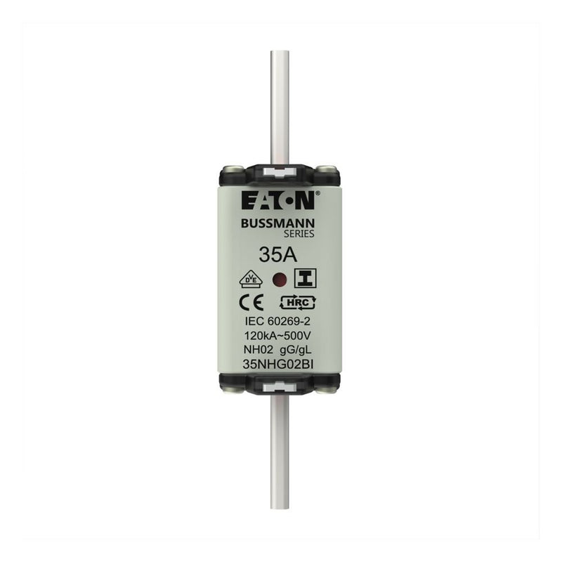 Eaton - Messersicherung Sicherungseinsatz Nieders. NH FUSE 35#35NHG02BI 35A AC 500V 120kA − 3 Stück