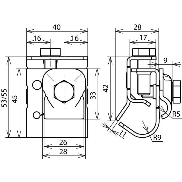 DEHN - Anschlussklemme für Blitzschutz Dachrinnenklemme DRKKB6.10W16.22V2A NIRO f.Wulst 16-22mm