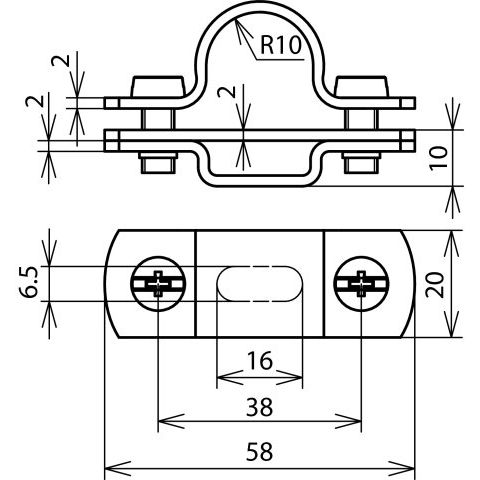 DEHN - Leitungshalter für Blitzschutz Leitungshalter LHZS20H10B6.5X16V2A f. HVI-Leitung D20mm