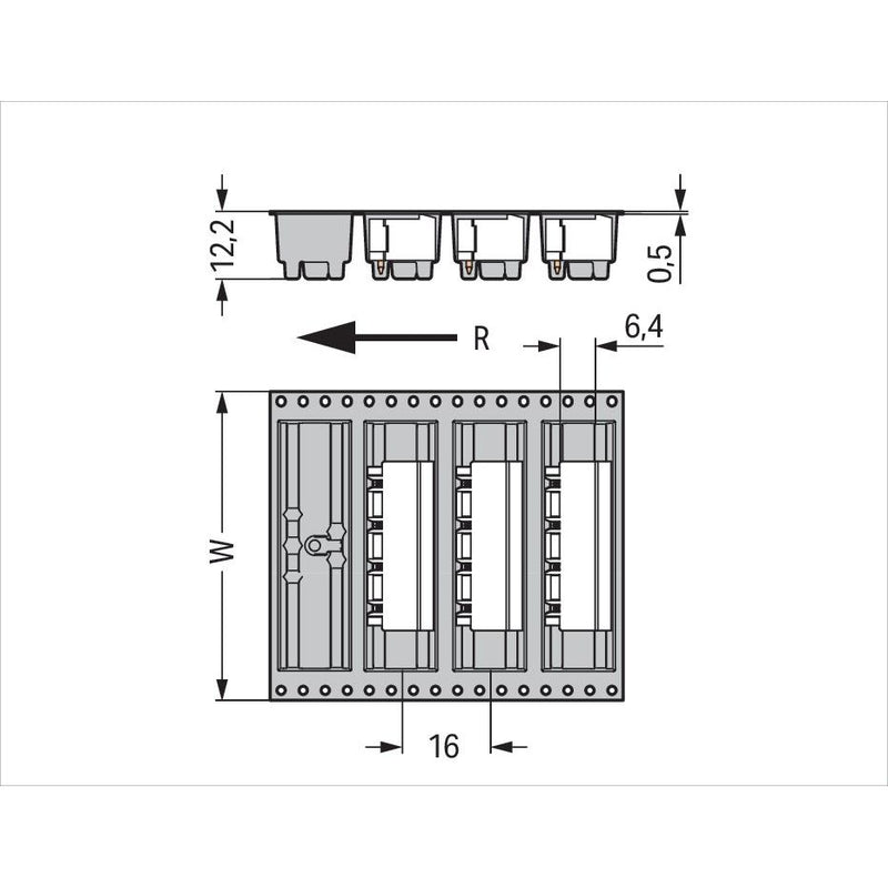 WAGO GmbH & Co. KG - Leiterplattensteckverbinder THR - Stiftleiste Lötstift 231 - 86#4050821043263 1,2x1,2,abgew.,sw − 330 Stück