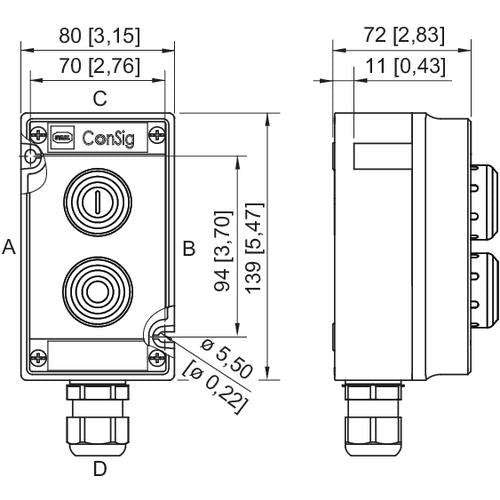 Stahl - Befehls- und Meldegeräte-Kombination im Gehäuse Befehlsgerätesystem 130898  − 1 Stück
