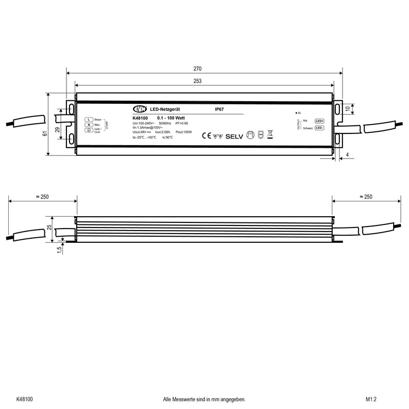 EVN Lichttechnik - LED-Betriebsgerät LED-Netzgerät 48V/DC K48100