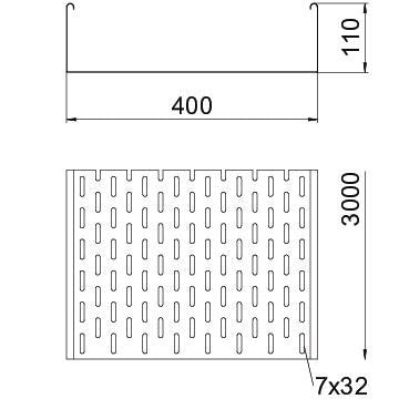 OBO Bettermann Vertr - Kabelrinne Kabelrinne MKS 140 FS 110x400mm − 3 Meter
