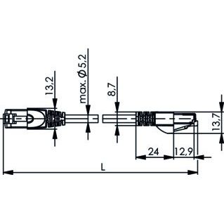 Telegärtner - Patchkabel Kupfer Patchkabel S/FTP Cat.6A 100007987 rt 0,5m LSZH CrossO