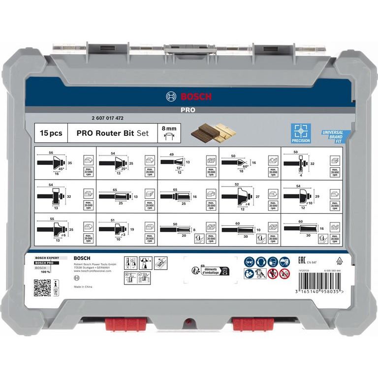 Bosch - Werkzeugset PRO Nutfräser- Set, 2607017472 gemischt Schaft 8 mm