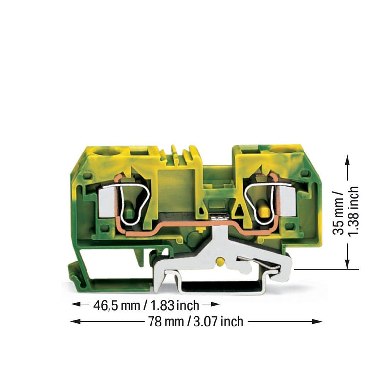 WAGO - Schutzleiter-Reihenklemme 2-Leiter-Schutzleiterklem. 284-907/999-950 10mm² − 25 Stück