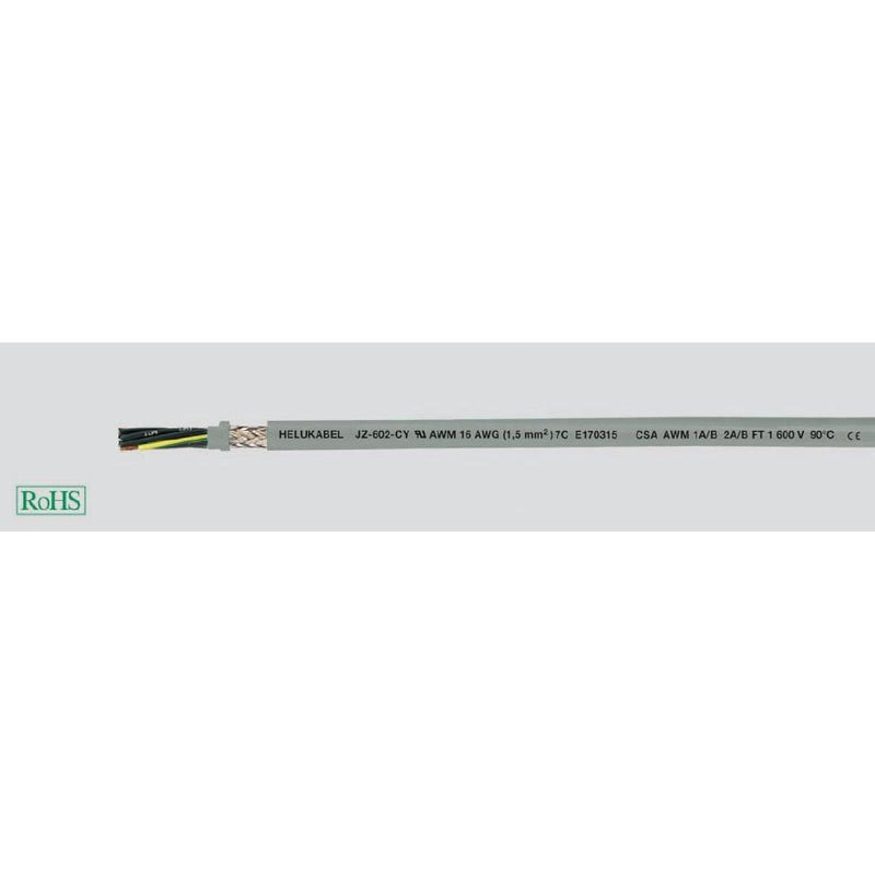 Energiekabel < 1 kV, für ortsveränderlichen Einsatz HEL JZ-602-CY 5xAWG 18 5 JZ-602-CY 5xAWG 18 G1 PVC-Steuerltg UL/ − 500 Meter