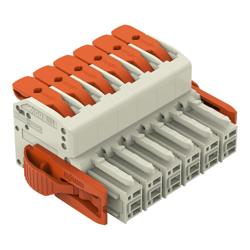 WAGO GmbH & Co. KG - Ein- und mehrpolige Klemmenleiste 1-Leiter-Federleiste 831-1106/038-000 Push-inCAGECLAMP,lgr − 12 Stück
