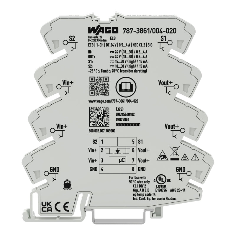 WAGO - Stromüberwachungsgerät Schutzschalter elektroni. 787-3861/004-020 1-kanalig 24V DC