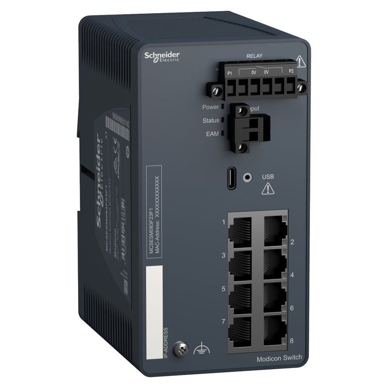 Schneider Electric - Netzwerk Switch Modicon Extended Managed MCSESM083F23F1 Switch 8Ports Kupfer
