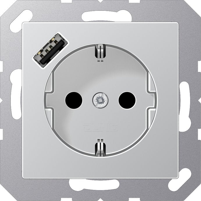 Jung - Steckdose SCHUKO Steckdose A 1520-18 A AL mit USB Typ A