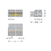 WAGO - Kabelsteckverbinder für Leiterplattensteckverbinder 1-Leiter-Federleiste 2231-109/026-000 Push-inCAGECLAMP,gr − 50 Stück