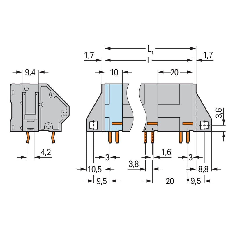 WAGO - Leiterplattenklemme 745-653/006-000 16mm² − 20 Stück