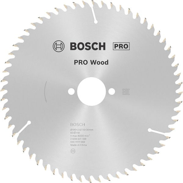 Bosch - Kreissägeblatt PRO Wood Kreissägeblatt, 2608641188 190 x 2,6 x 30 mm