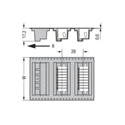 WAGO GmbH & Co. KG - Leiterplattensteckverbinder THR-Stiftleiste 2-reihig 713-14#4055143778596 0,8x0,8,abgew.,sw − 120 Stück