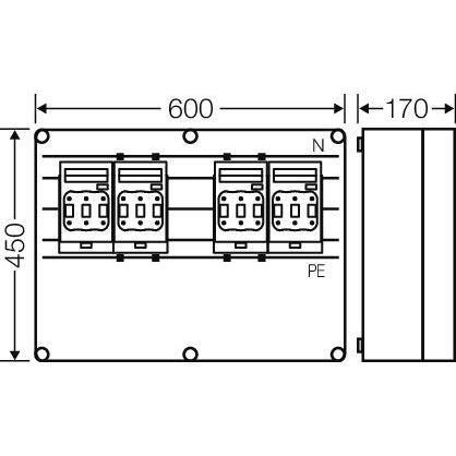 Hensel - Sicherungslasttrennschalter mit Gehäuse NH-Si.Lasttrennsch.gehäuse Mi 6646 4x3xNH00 /630A 5pol
