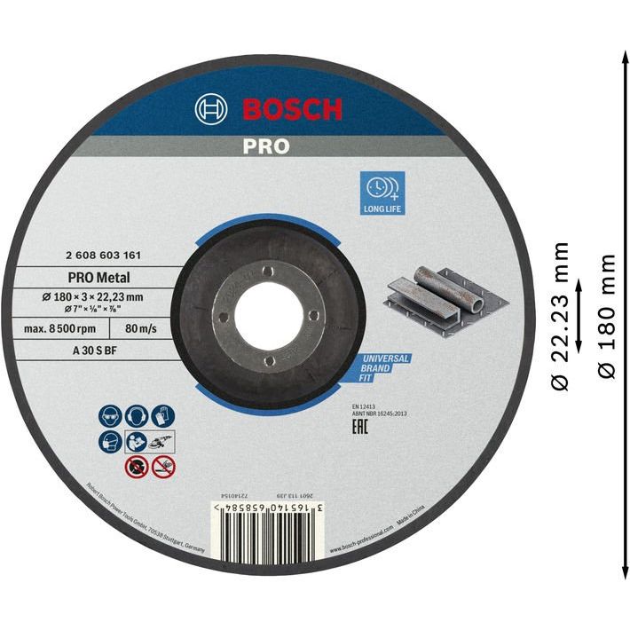 Bosch - Trenn-/Schleifscheibe PRO Metal Trennscheibe, 2608603161 180 x 3 x 22.23 mm