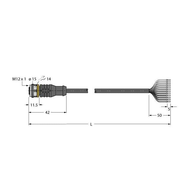 Turck - Konfektioniertes Sensor-Aktor-Kabel Aktuator- u. Sensorleitung RKC12T-40/TXL PUR
