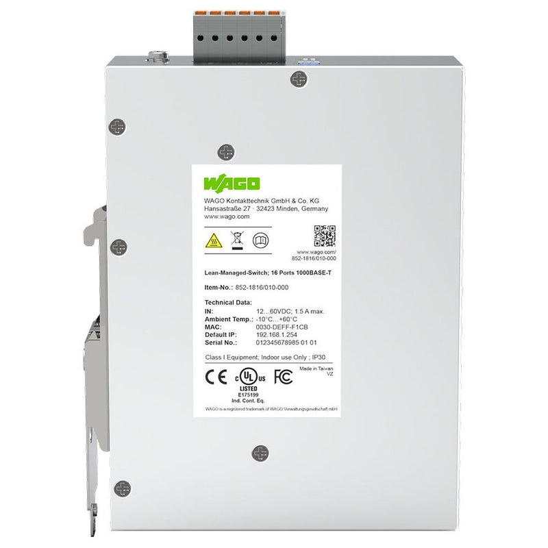 WAGO - Netzwerk Switch Lean-Managed-Switch,16 852-1816/010-000 Ports 1000Base-T − 1 Stück