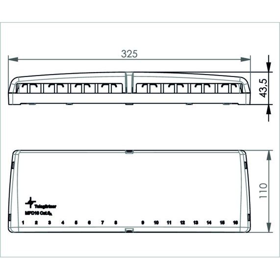 Telegärtner - Patchpanel Kupfer Mini-Verteiler leer 100021395 MPD16 apws TH35
