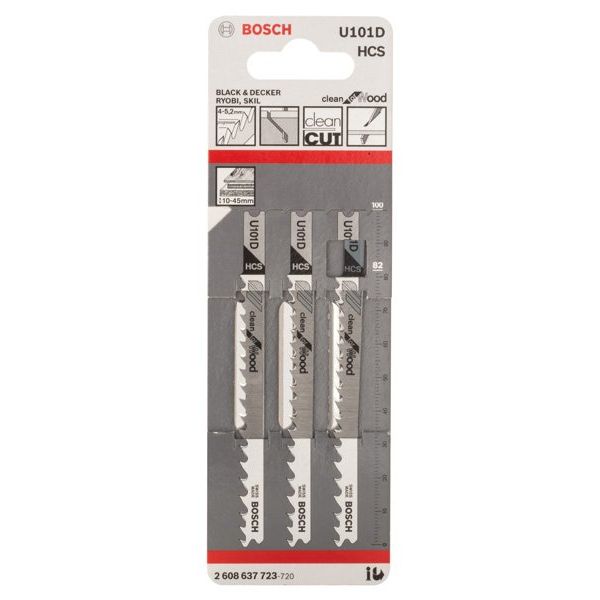 Bosch - Stichsägeblatt Clean for Wood, 3er-Pack 2608637723