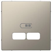 Merten - Einsatz/Abdeckung für Kommunikationstechnik Zentralplatte ni-metall MEG4367-6050 f.USB Ladest.Einsatz