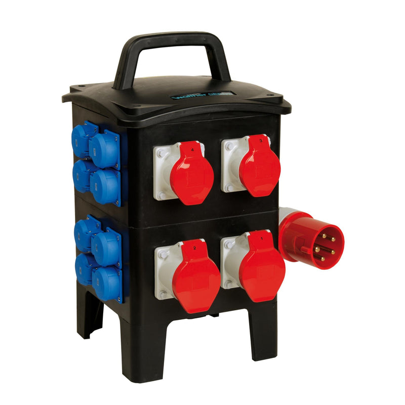 Walther Werke - CEE-Steckdosen-Kombination (IEC 60309) Vollgummiverteiler 6493318 tragbar, schwarz