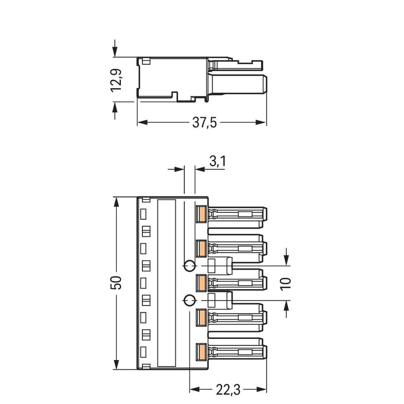 WAGO - Steckverbinder für steckbare Gebäudeinstallation Buchse 770-425 0,5-4mmq weiß − 50 Stück