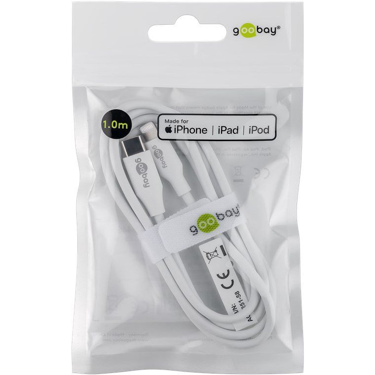 Goobay - Zubehör/Ersatzteile für Batterie/Akku/Ladegerät Sync/Ladekabel 39448 2m,Lightning-USB-C