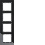Berker - Abdeckrahmen Glasrahmen 10146616 schwarz 4fach
