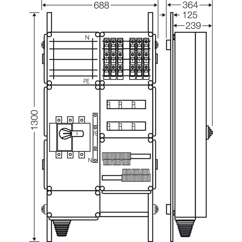 Hensel - Verteilerschrank für Energieversorgung Ladeverteiler Mi EV 11kW 6100 f.6 Ladep. a 11kW