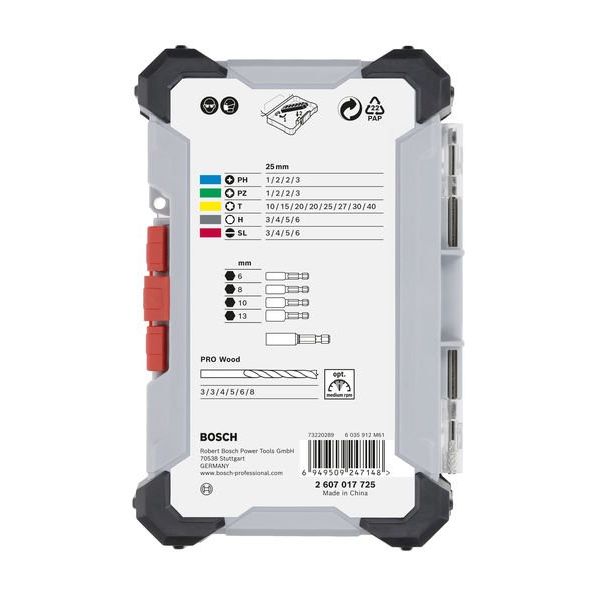 Bosch - Werkzeugset Extra Hard Schrauberbit- 2607017725VE(35) und PRO Wood − 6 Packung