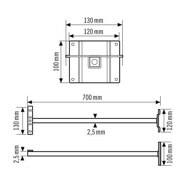 ESYLUX - Mechanisches Zubehör/Ersatzteile für Leuchten Wandausleger FL WALL ARM 700 WH Adapterfür OFL-/AFL
