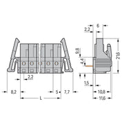 WAGO - Leiterplattensteckverbinder THT-Federleiste abgewink. 232-248/039-000 Rastermaß 5mm,grau − 10 Stück
