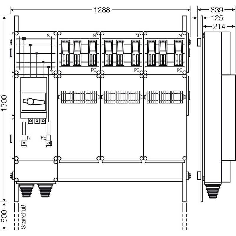 Hensel - Verteilerschrank für Energieversorgung Ladeverteiler Mi EV 44kW 9000 b. z. 9 Doppelladepu
