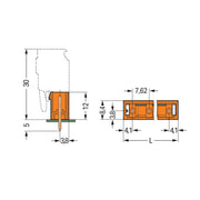 WAGO - Leiterplattensteckverbinder THT-Stiftleiste Lötstift 231-734/001-000 1,0x1,0,gerade,or − 100 Stück